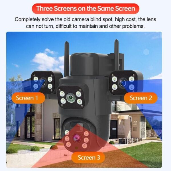 4G Solar Security Camera – 3 Lens