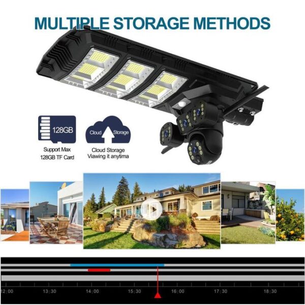 4G 3 Lens Solar Street Light Camera