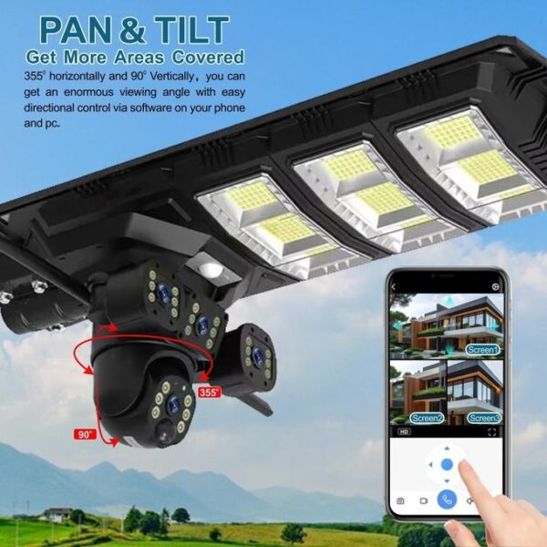 4G 3 Lens Solar Street Light Camera