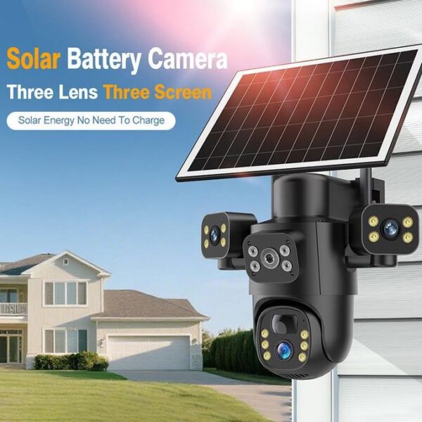 4G Solar Security Camera – 3 Lens