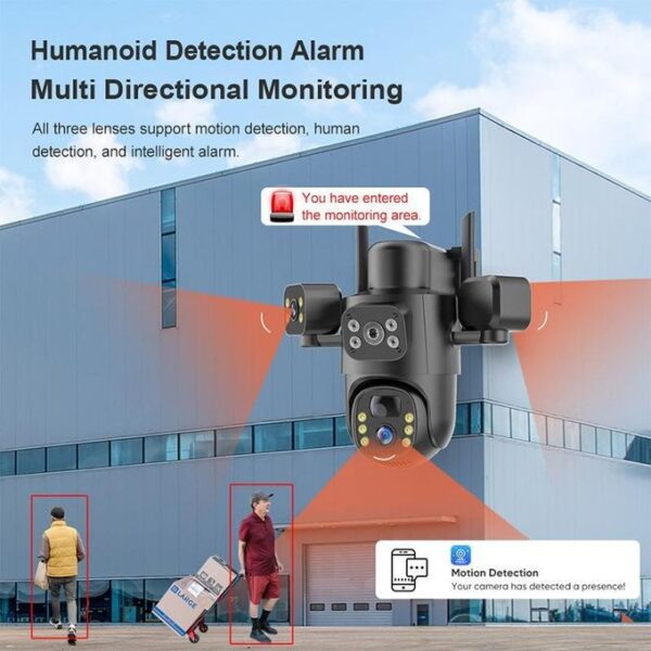 4G Solar Security Camera – 3 Lens